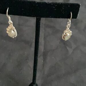 VINTAGE sterling silver drop earrings with beautiful precious stone